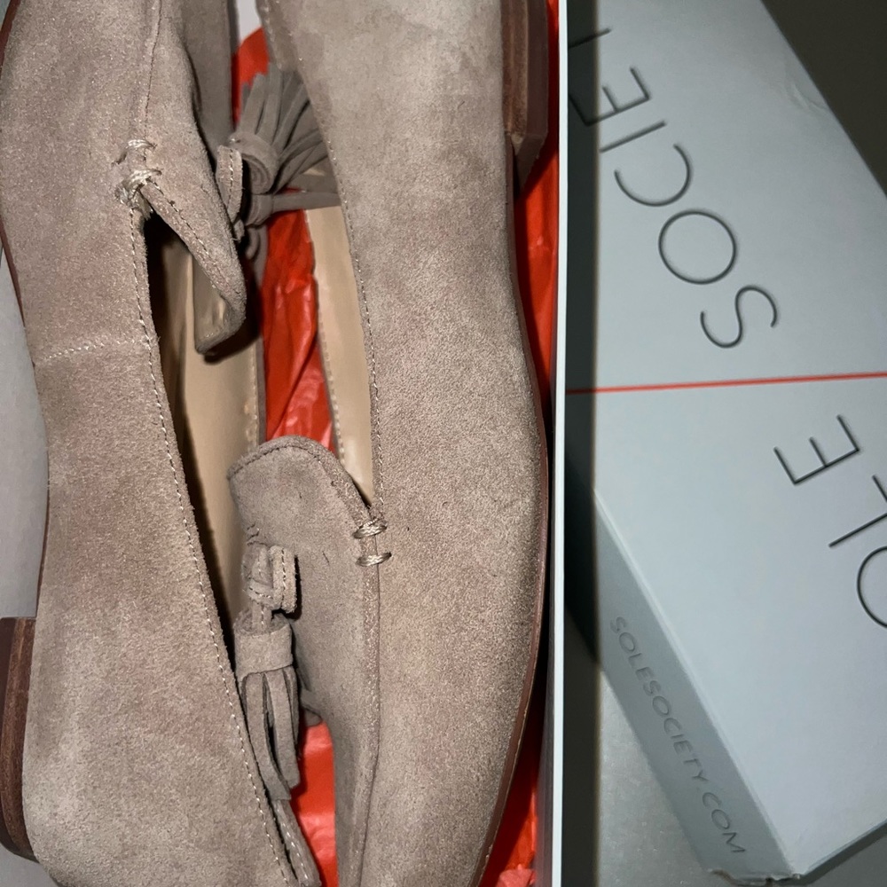 Sole Society Hadlee Taupe Suede Leather Loafer EUC size 7.5 - Picture 5 of 11